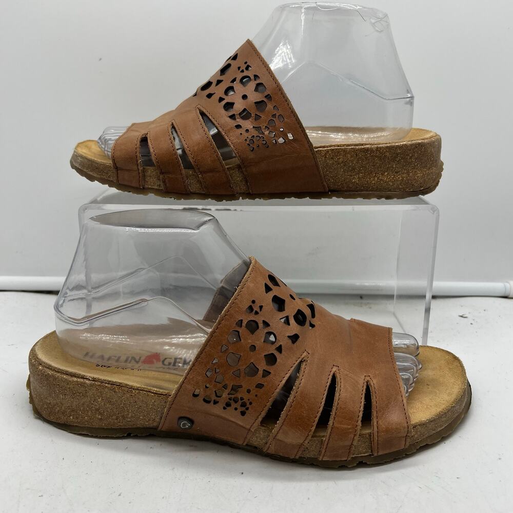 Haflinger Sandals Womens 39 US 8 Donna Slide Brown Slip On Cut Out Casual